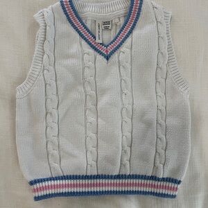 Janie and Jack boys White Vest with Pink and Blue Accents